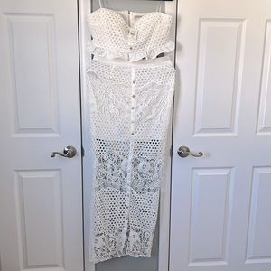 Fashion Nova white lace two piece dress